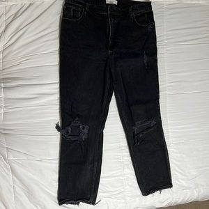 90s Ultra High Rise Straight Jeans in Ripped Black in size 16s